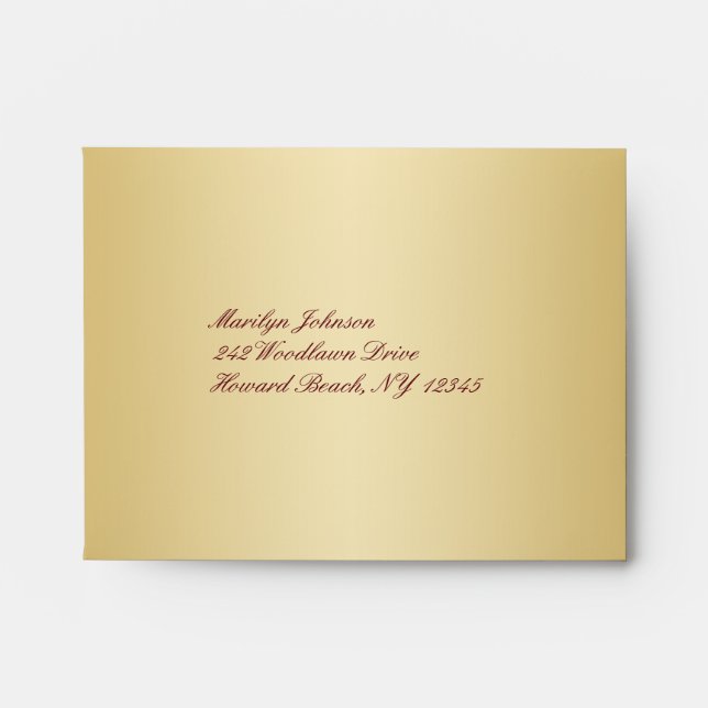 Wine and Gold Envelope for RSVP Card (Front)