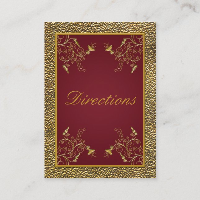 Wine and Gold Floral Enclosure Card (Front)