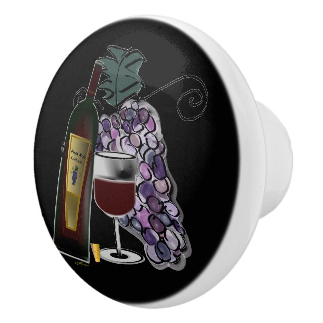 Wine and Grapes Ceramic Knob (Right)