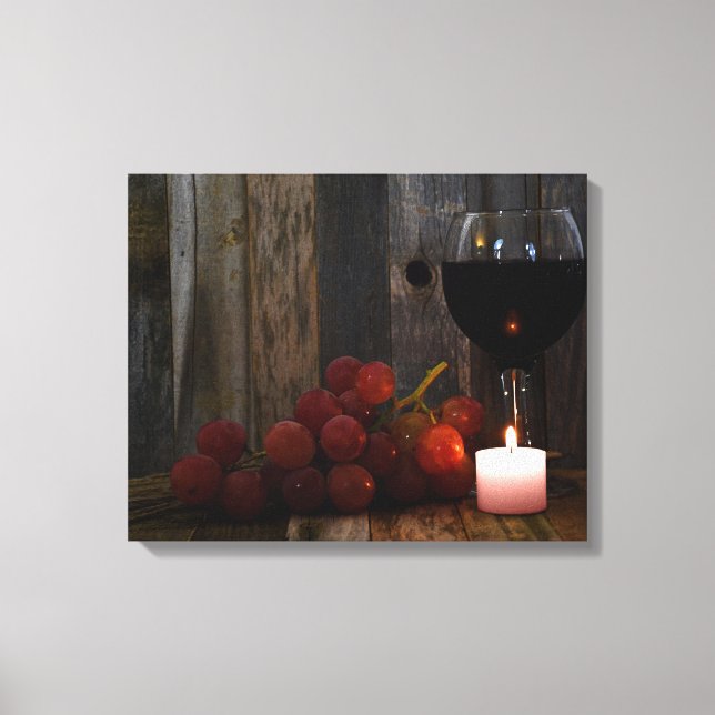 wine and grapes glow canvas print (Front)