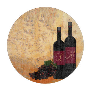 Wine and Grapes- Monogrammed Cutting Board