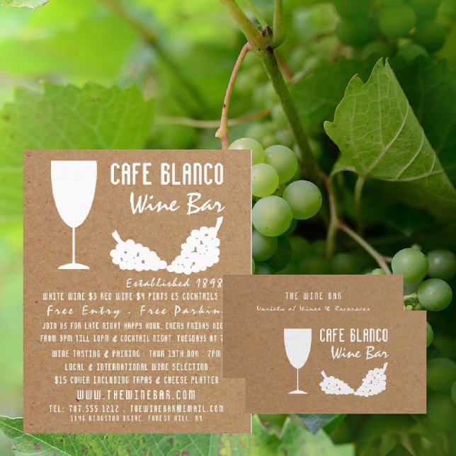 Wine And Grapes, Rustic Wine Bar/Winery Business Card (Creator Uploaded)