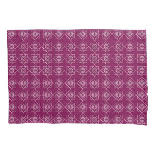 Wine and light pink and white geometric reversible pillowcase