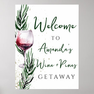 Wine and Pines Christmas Bachelorette Welcome  Poster