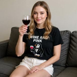 Wine And Pink Penguin T-Shirt