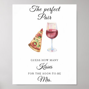 Wine and Pizza bridal shower How many kisses Poster