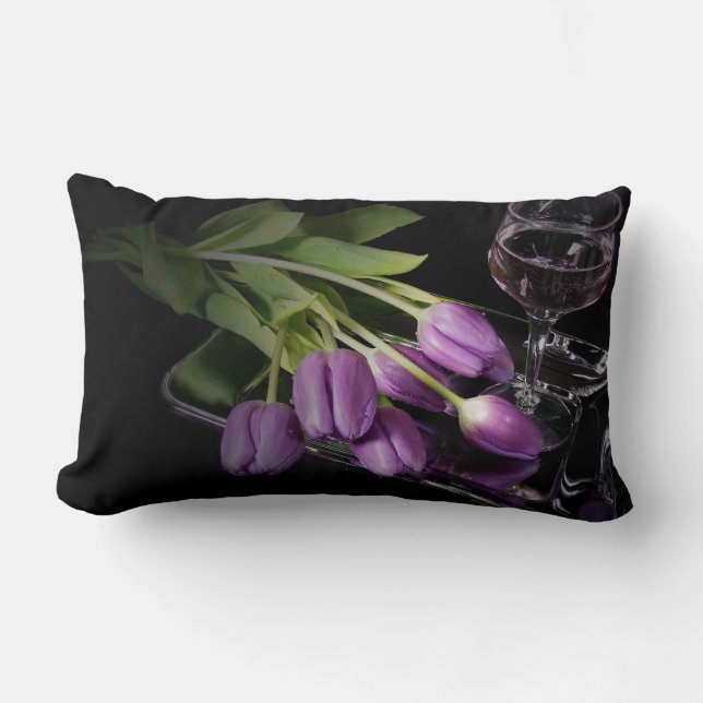 Wine and Tulips Lumbar Pillow (Front)