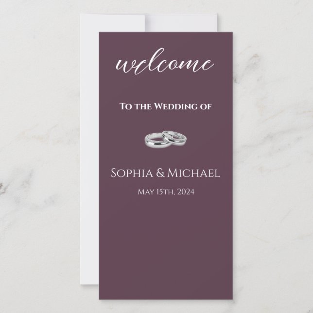 Wine and White-Wedding Rings-Wedding Program- (Front)
