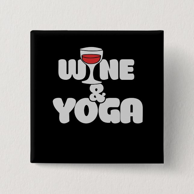 wine and yoga 2 inch square button (Front)