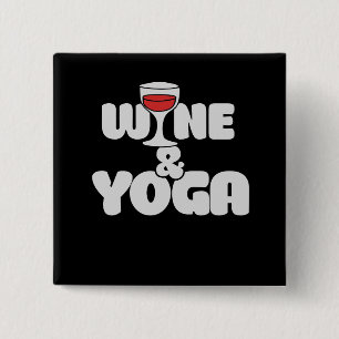 wine and yoga 2 inch square button