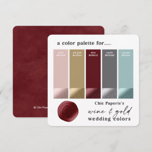 Wine Aqua & Gold Winter Wedding Colour Palette Car Invitation