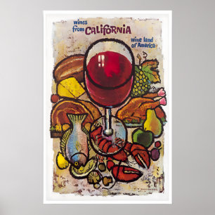 Wine Art California Travel Poster Vineyard Print