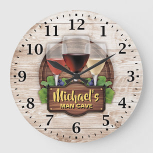 Wine Bar Man Cave Personalizable Wall Clock