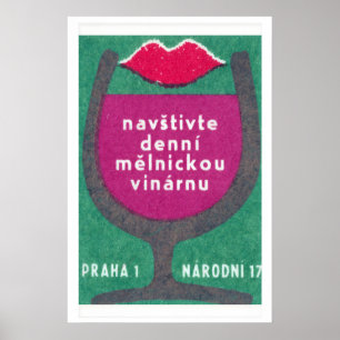 Wine Bar Matchbox Art Print, Czechoslovakian Poster