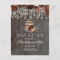 Wine Barrel and Burgundy Rustic Save the Date