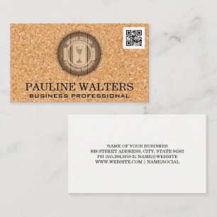 Wine Barrel   Cork   qr code Business Card