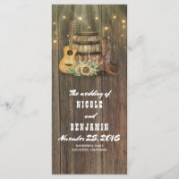 Wine Barrel Cowboy Boots Country Wedding Programs