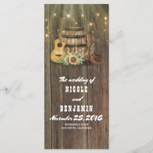 Wine Barrel Cowboy Boots Country Wedding Programs