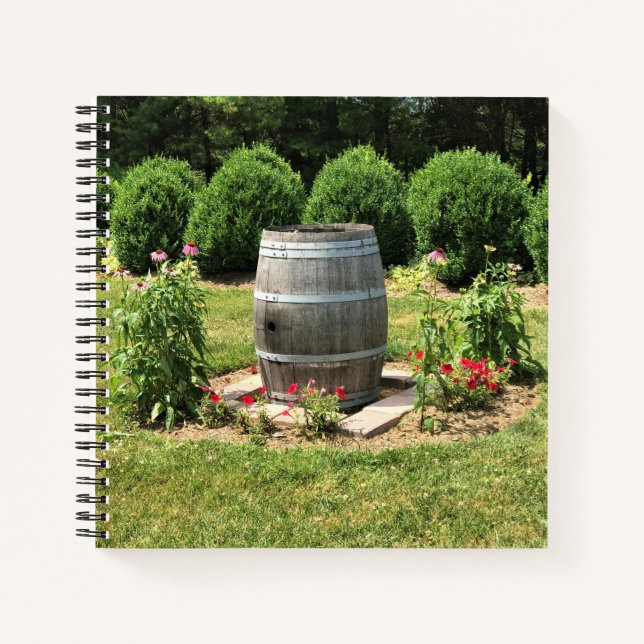 Wine Barrel Garden Decor, Chateau Morrisette, VA Notebook (Front)