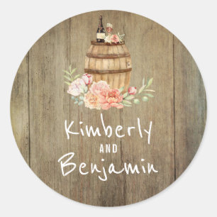 Wine Barrel Rustic Country Wedding Classic Round Sticker