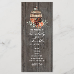 Wine Barrel Rustic Floral Wedding Programs
