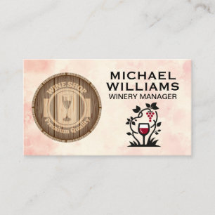 Wine Barrel   Wine Glass and Grapes   Winery Business Card