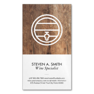 Wine Barrel   Wood Magnetic Business Card