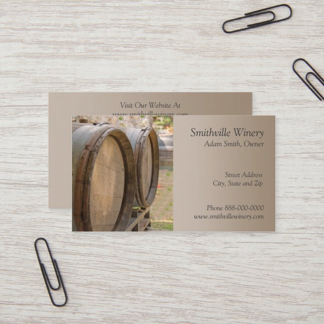 Wine Barrels Winery Business Card (Front/Back In Situ)