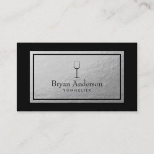 Wine Bartender Sommelier Faux Silver Foil Business Card