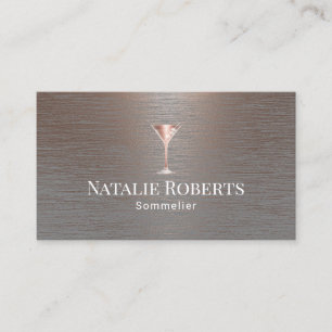Wine Bartender Sommelier Modern Brushed Copper Business Card