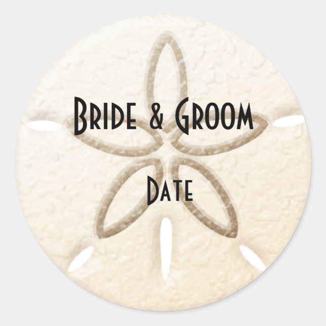 Wine Beer bottle Beach Sand Dollar Wedding Labels (Front)