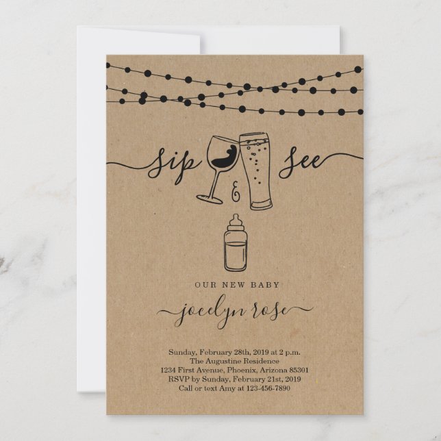 Wine & Beer Sip & See Invitation (Front)