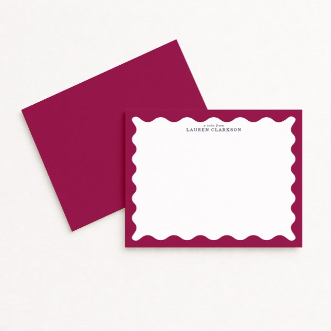 Wine Berry Wavy Frame Note Card (Creator Uploaded)