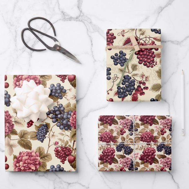  Wine Berry  Wrapping Paper Sheet (Front)