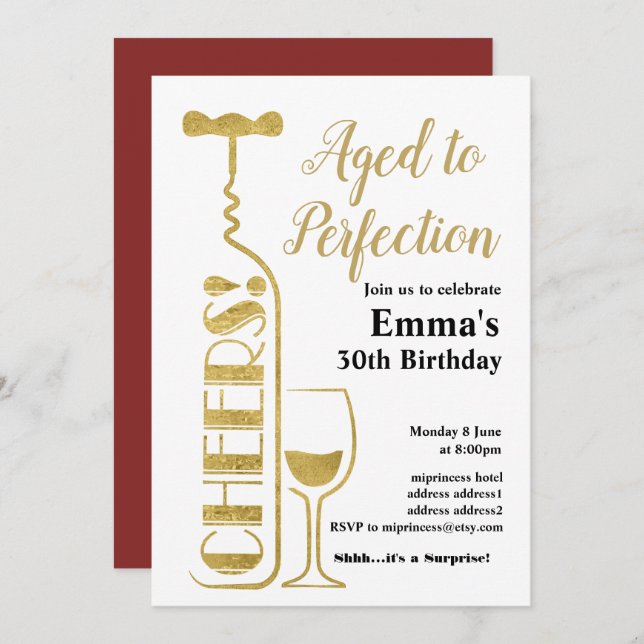 Wine birthday invitation (Front/Back)