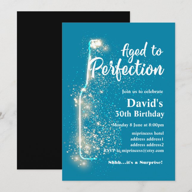 Wine birthday invitation, Aged to Perfection Invitation (Front/Back)