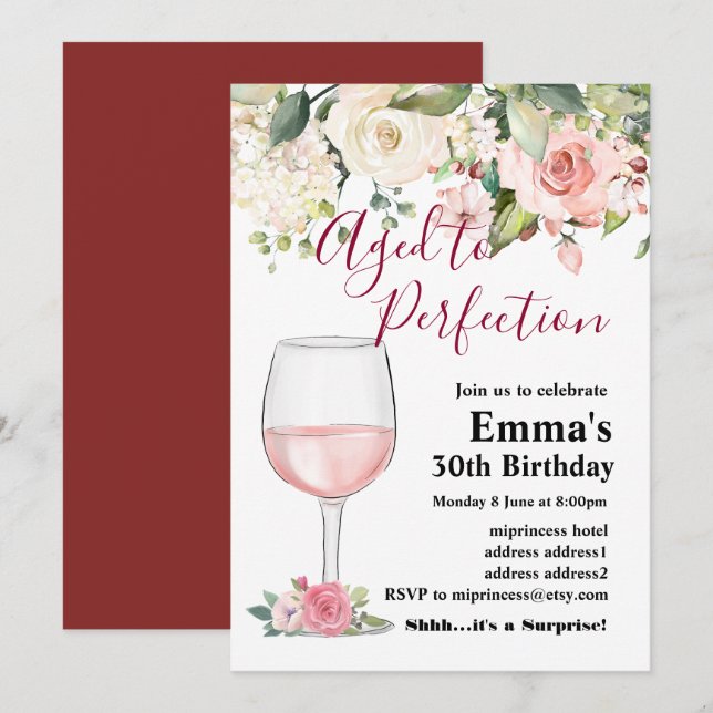 Wine birthday invitation, Aged to Perfection Invitation (Front/Back)