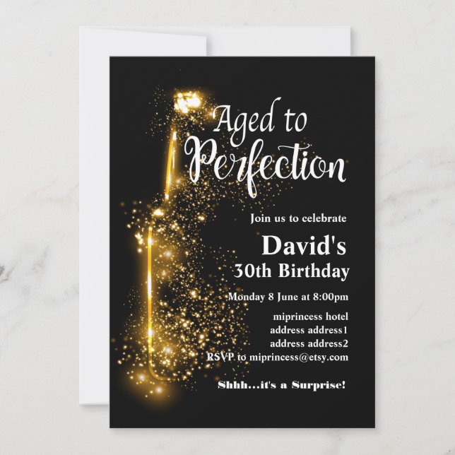 Wine birthday invitation, Aged to Perfection Invitation (Front)