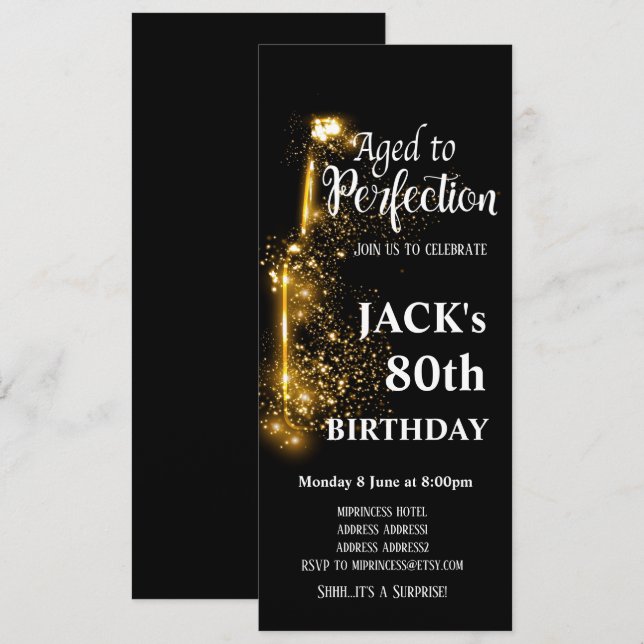Wine birthday invitation, Aged to Perfection Invitation (Front/Back)