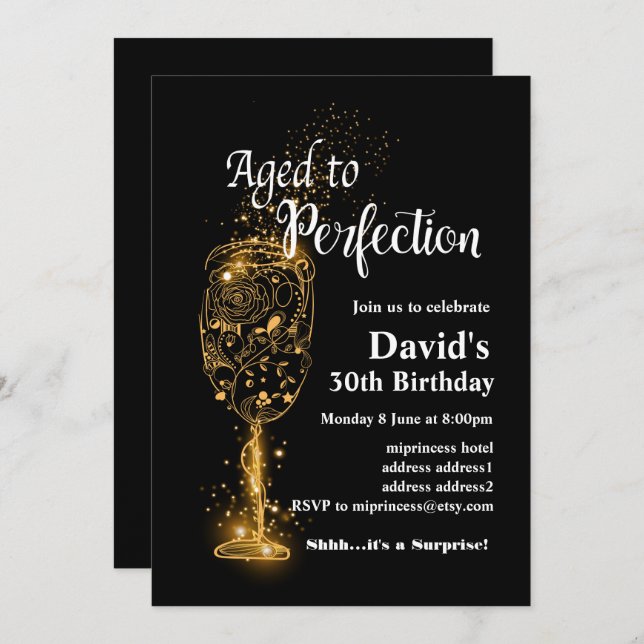 Wine birthday invitation, Aged to Perfection Invitation (Front/Back)