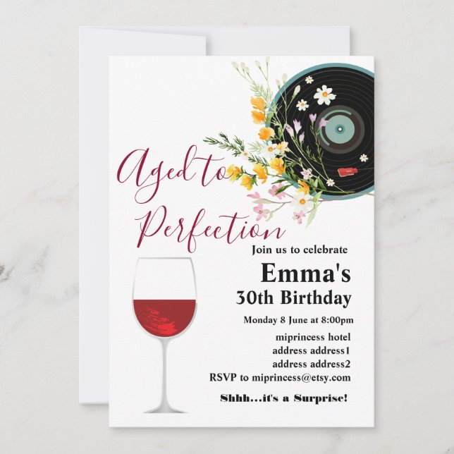 Wine birthday invitation, Aged to Perfection Invitation (Front)