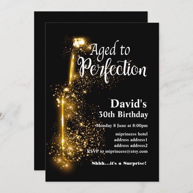 Wine birthday invitation, Aged to Perfection Invitation (Front/Back)