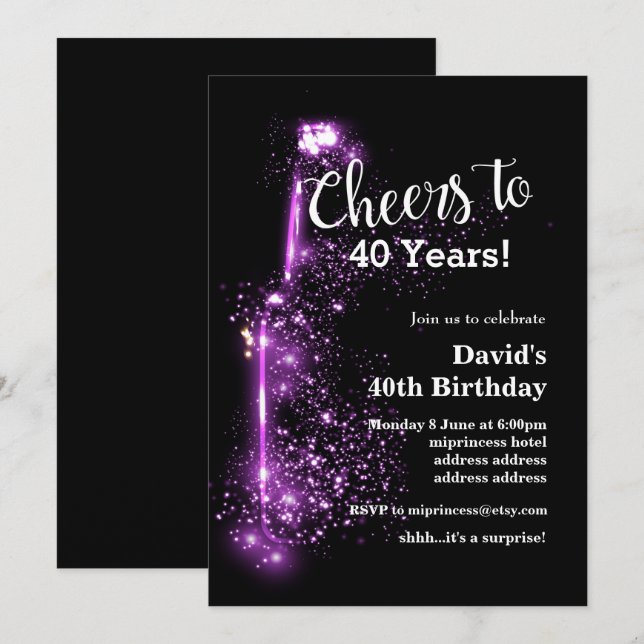 Wine birthday invitation, cheers to any years! invitation (Front/Back)