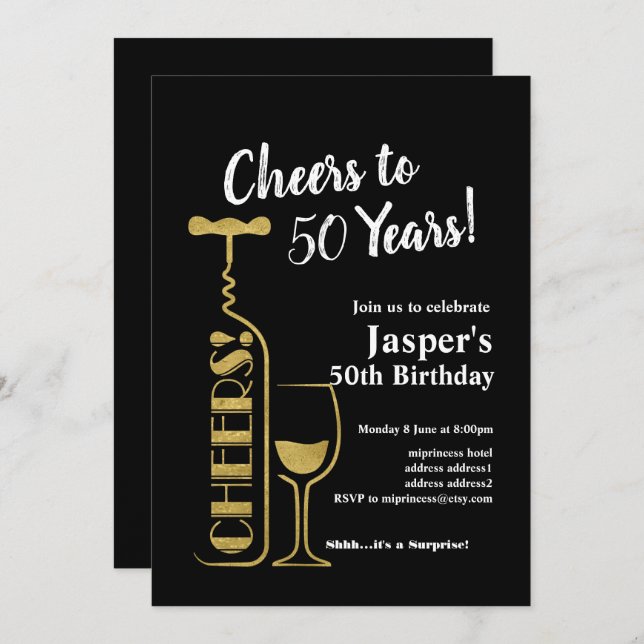 Wine birthday invitation, Cheers to! Invitation (Front/Back)