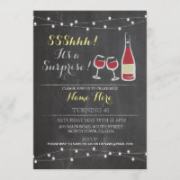 Wine Birthday Party Chalk red glass ANY AGE Invite