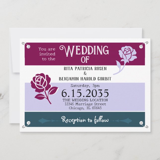 Wine Blue Roses Runner Race Bib Marathon Wedding Invitation (Front)