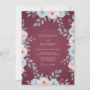 Wine Blush Painted Wedding Invitation