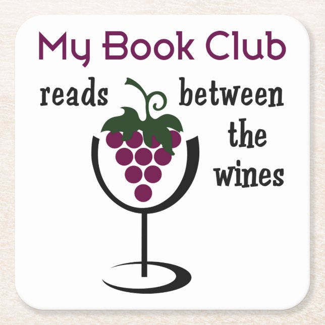 Wine Book Club Square Paper Coaster (Front)