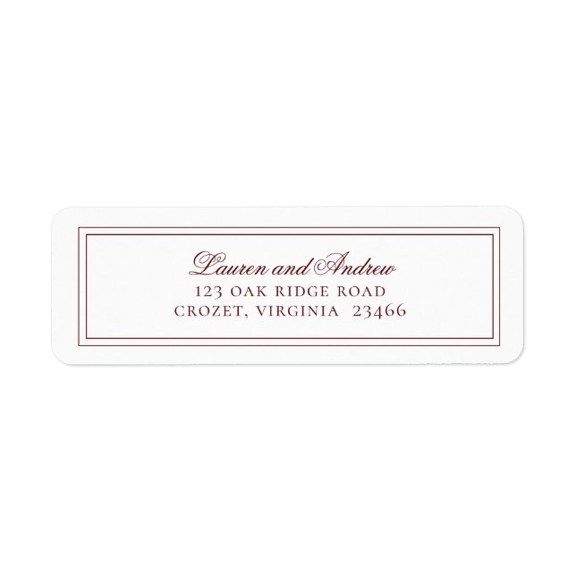 Wine Bordeaux Modern Minimalist Return Address (Front)