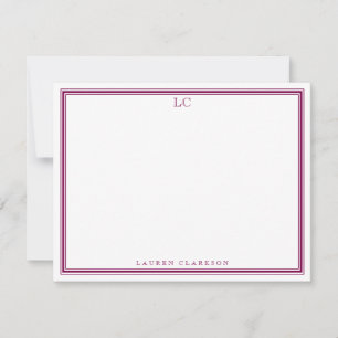 Wine Border Monogram Stationery Note Card